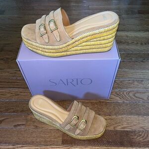 SARTO by Franco Sarto Torino Wedge Platform Slide Sandal Peanut Brown Women’s 10